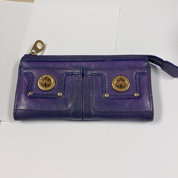 Marc Jacobs Totally Turnlock Purple Leather Wallet - Picture 1 of 11